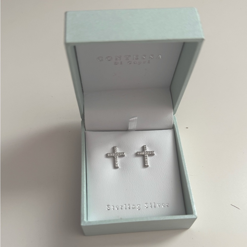 NWOT Sterling Silver Cross Earrings